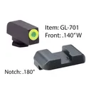 AMERIGLO For Glock Protector Green Tritium LumiGreen Outline Front and Black Rear Sights (GL-701) - Ameriglo