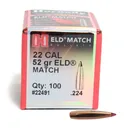 HORNADY ELD Match 22 Cal .224 52Gr 100 Per Box Bullets (22491) - Hornady