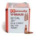 HORNADY V-Max 22 Cal .224 50Gr 100 Per Box Bullets (22261) - Hornady