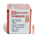 HORNADY V-Max 22 Cal .224 55Gr With Cannelure 100 Per Box Bullets (22271) - Hornady