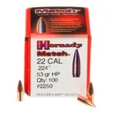 HORNADY Match 22 Cal .224 HP 53Gr 100 Per Box Bullets (2250) - Hornady