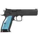 CZ TS 2 9mm 20rd 5.28in Black Polycoat Steel Blue Aluminum Grips Pistol (91220) - CZ USA