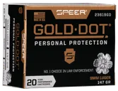 Speer Gold Dot Personal Protection Ammo 9mm 20-Rounds 147 Grain Hollow Point - Speer