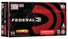 Federal Syntech PCC Brass 9mm 50-Rounds 130 Grain SJFN - Federal Premium