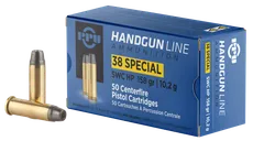 PPU Handgun Ammo Brass .38 SPL 50-Rounds 158 Grain Semi Wadcutter Hollow Point - Prvi Partizan