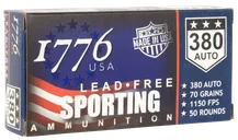 1776 USA Lead Free Sporting Brass .380 ACP 70-Grain 50-Rounds LFB - 1776 Usa