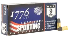 1776 USA Sporting Brass 9mm 90 Grain 50-Rounds LFB - 1776 Usa