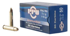 PPU Standard Rifle Rounds Brass .30 Carbine 50-Rounds 110 Grain FMJ - Prvi Partizan