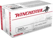 Winchester USA White Box Brass .380 ACP 95 Grain 100-Rounds FMJ - Winchester