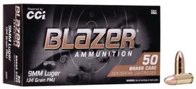 CCI Ammunition Blazer Brass 9mm 124-Grain 50-Rounds FMJ - CCI
