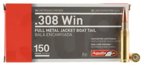 Aguila Centerfire Rifle Brass .308 Win 150-Grain 20-Rounds FMJBT - Aguila Ammo