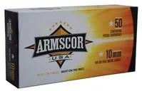 Armscor Pistol Ammo Brass 10mm 180 Gr 50-Rounds Full Metal Jacket - Rock Island Armory