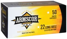 Armscor Rimfire Ammo Brass .22 LR 36-Grain 50-Rounds HVHP - Rock Island Armory