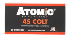 Atomic Handgun Ammunition Nickel Plated Brass .45 Colt 250 Grain 50-Rounds HP - Atomic Ammo