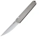 Boker USA Kwaiken Folding Knife Silver - 3.5 Plain Drop Point Blade - Boker