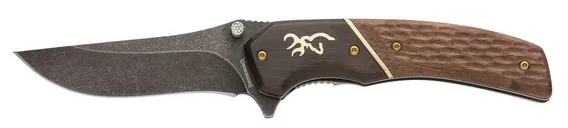 Browning Hunter Large Brown Folding Knife - 3.5 Plain Drop Point Blade - Browning