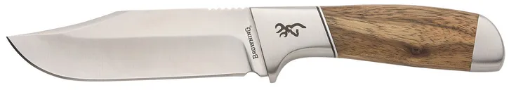 Browning Sage Creek Brown Large Fixed Blade Zebra Wood 4.5 Plain Edge Clip Point 9Cr14MoV SS Blade with Canvas Sheath - Browning