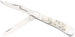 Browning Trapper Whitetail Natural Bone Folding Clip Point/Spey 7 - Browning