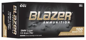 CCI Ammunition Blazer Brass 9mm 115 Grain 100-Rounds FMJ - CCI