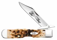 Case XX Cheetah Cub Amber Clip Point w/Swing Guard Bone Folding Knife - Case Xx