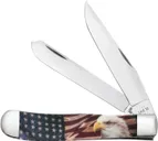 Case XX Patriot Trapper Red / White / Blue 3.24 / 3.27 Plain Edge Clip Point / Spey Tru-Sharp SS Blade - Case Knives