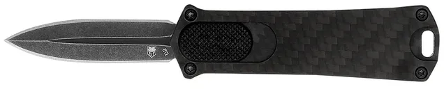 CobraTec Knives 952 Black / Carbon Fiber 1.75 OTF Plain Edge Dagger Stonewashed D2 Blade - CobraTec Knives