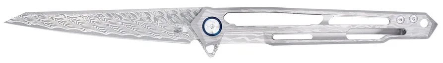 CobraTec Knives Ghost Folding Wharncliffe Titanium Damascus 3.88 Blade - CobraTec Knives