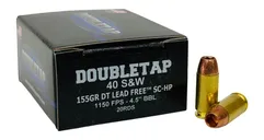 DoubleTap DT Lead Free .40 SW 155 Grain 20-Rounds SCHP - DoubleTap Ammunition