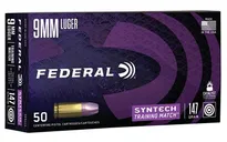 Federal Syntech Training Match Brass 9mm 147 Gr 50-Rounds Total Syntech Jacket Flat Nose - Federal Premium