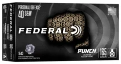 Federal Handgun Ammunition Punch .40 SW 165 Grain 50-Rounds JHP - Federal Premium