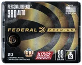 Federal Premium Personal Defense .380 ACP 99 Grain 20-Rounds Hydra-Shok Deep - Federal Premium