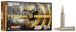 Federal Premium Brass 7mm Rem Mag 160-Grain 20-Rounds BTSX - Federal Premium