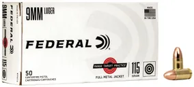 Federal Range and Target Brass 9mm 115-Grain 50-Rounds FMJ - Federal Premium