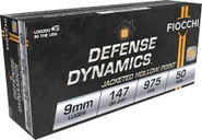 Fiocchi Defense Dynamics Brass 9mm 147-Grain 50-Rounds JHP - Fiocchi