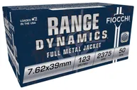 Fiocchi Range Dynamics Brass 7.62 X 39 123 Grain 50-Rounds FMJ - Fiocchi