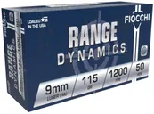 Fiocchi Range Dynamics Brass 9mm 115-Grain 50-Rounds Brass Casings FMJ Projectiles - Fiocchi