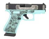 Glock 43X Robin s Egg Blue 9mm 3.4 Barrel 15-Rounds w/ Engraving - Glock