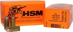 HSM/Hunting Shack Training Brass .45 ACP 230-Grain 50-Rounds PLRN - HSM Ammo