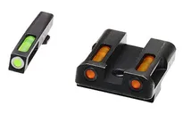 HiViz LiteWave H3 Front and Rear Sight for Glock 9  40  357 Green / Orange - HIVIZ