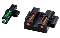 HiViz Litewave H3 Tritium/Litepipe fits S&W M&P Models Green Front Sight with White Front Ring - HIVIZ