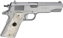 Iver Johnson 1911A1 Chrome .45 ACP 5 Barrel 8-Rounds w/ White Pearl Grips - Iver Johnson Arms