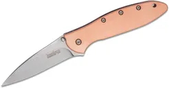Kershaw Leek Folding Knife Copper - 3 Plain Stonewash Wharncliffe Blade - Kershaw Knives