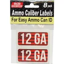 MTM Ammo Caliber Label 12 GA 2.25x1.08 8-Pack - MTM Case-gard