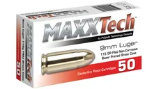 MaxxTech Brass 9mm 115-Grain 50-Rounds FMJ - MaxxTech Ammo