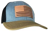 Outdoor Cap Trucker Hat Gray / Black / Gold with USA Flag Patch - Outdoor Cap