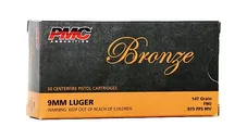 PMC Ammunition Bronze Brass 9mm 147-Grain 50-Rounds FMJ - PMC Ammo