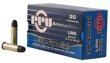 PPU Centerfire Handgun Brass .38 SPL 158-Grain 50-Rounds LRN - Prvi Partizan