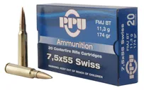 PPU Centerfire Metric Rifle Brass 7.5 X 55 174Gr Swiss FMJ - Prvi Partizan