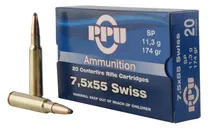 PPU Metric Rifle Brass 7.5 X 55 Swiss 174-Grain 20-Rounds SP - Prvi Partizan