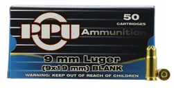 PPU Blank Rounds Brass 9mm 50-Rounds - Prvi Partizan